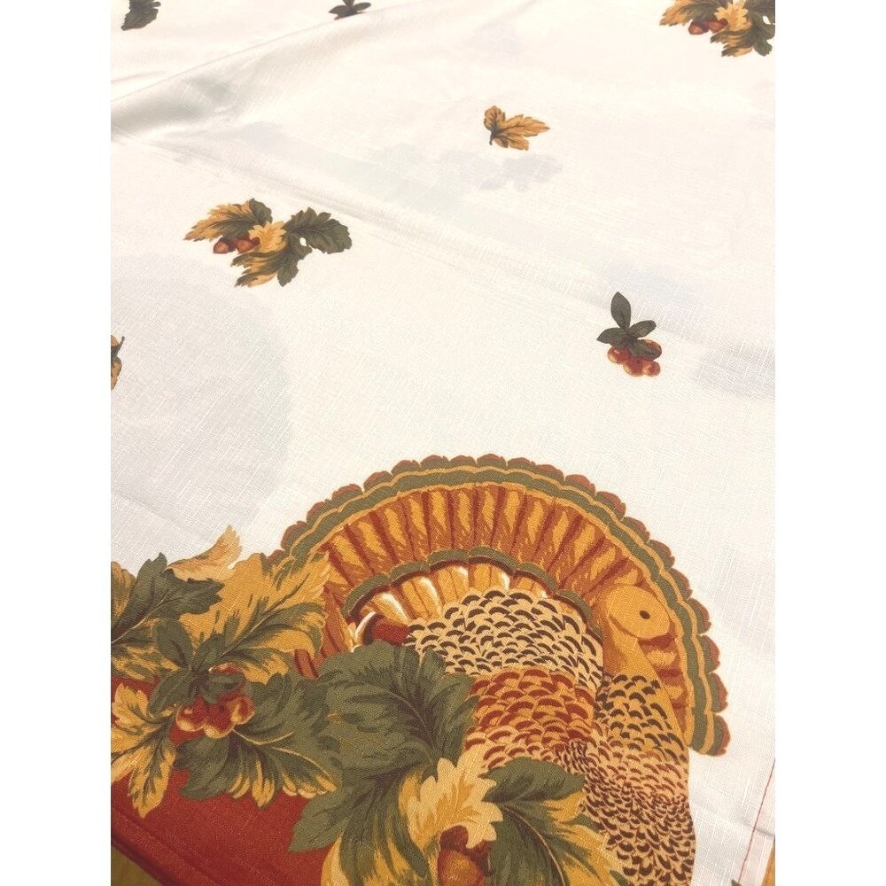 Vintage Fall Tablecloth 60x84 Rectangle Polyester Thanksgiving‎ Turkey Festival